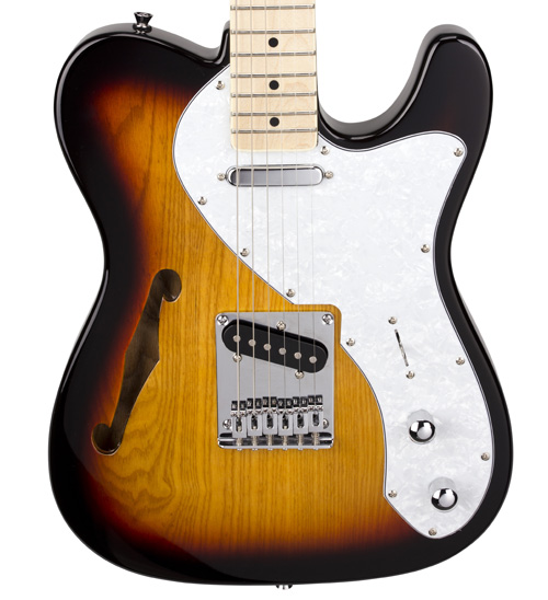 SX Tele Semi-Hollow Body Electric Guitar – 3 Tone Sunburst